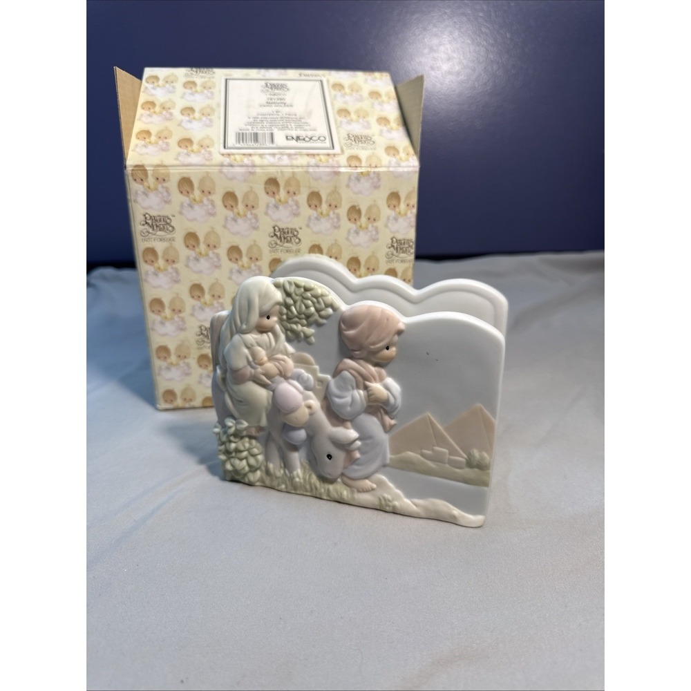 Vintage Precious Moments 1996 Nativity Card Napkin Holder 181293 Enesco W/ Box